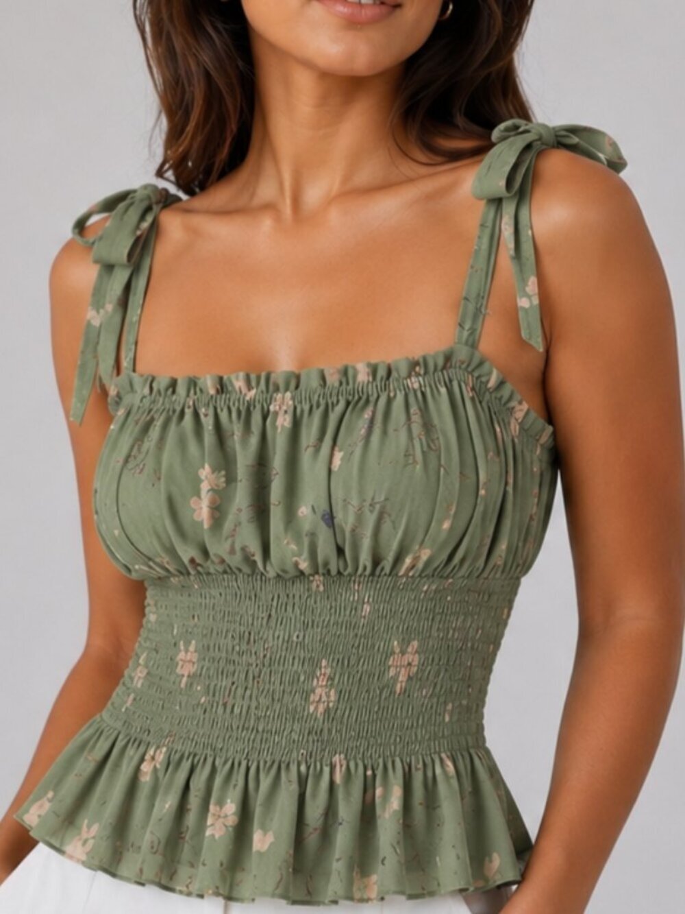 Aritzia Wilfred Ballad Camisole Tank Top Chiffon Green Floral Pink Size Medium